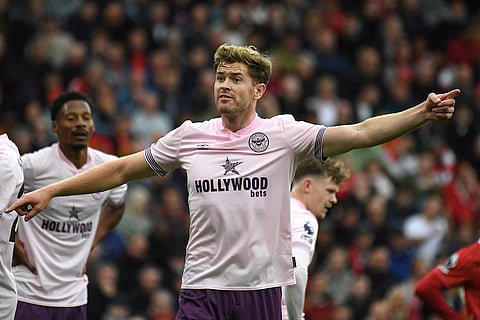 Premier League 2024-25: Brentford's Nathan Collins reacts during the match against Liverpool